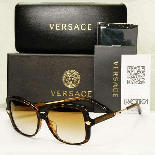 Authentic Versace Womens Square Sunglasses Brown Havana Gold 4390 F 108/6E