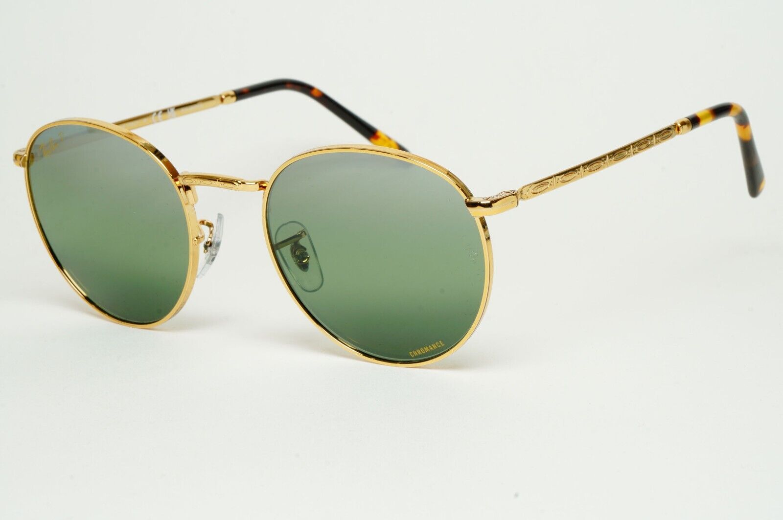 Ray-Ban Sunglasses Polarized New Round Chromance Gold RB 3637 9196/G4 53mm