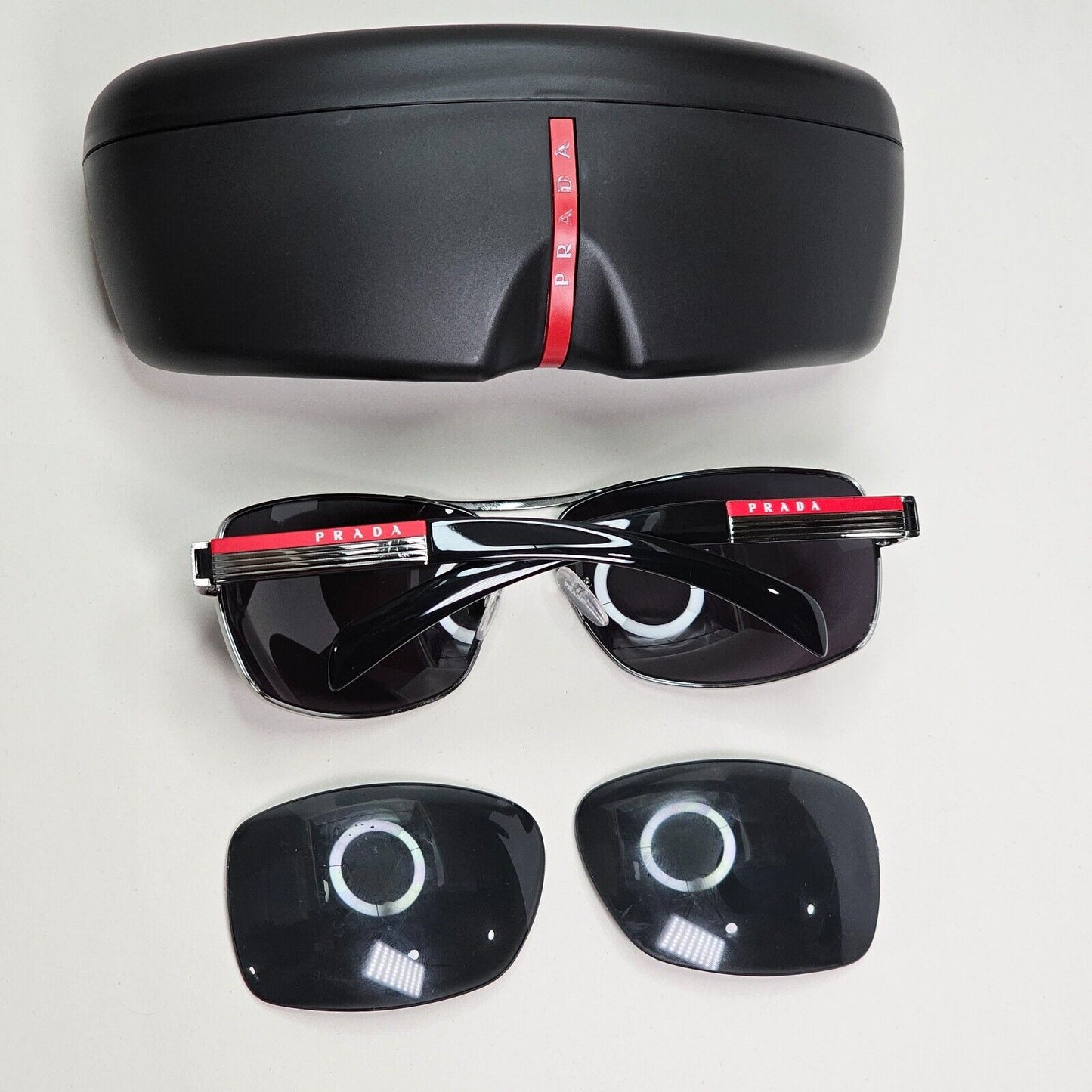 Prada Sunglasses Gunmetal Black Wrap Navigator PS54IS SPS 54I 5AV-5Z1 260724