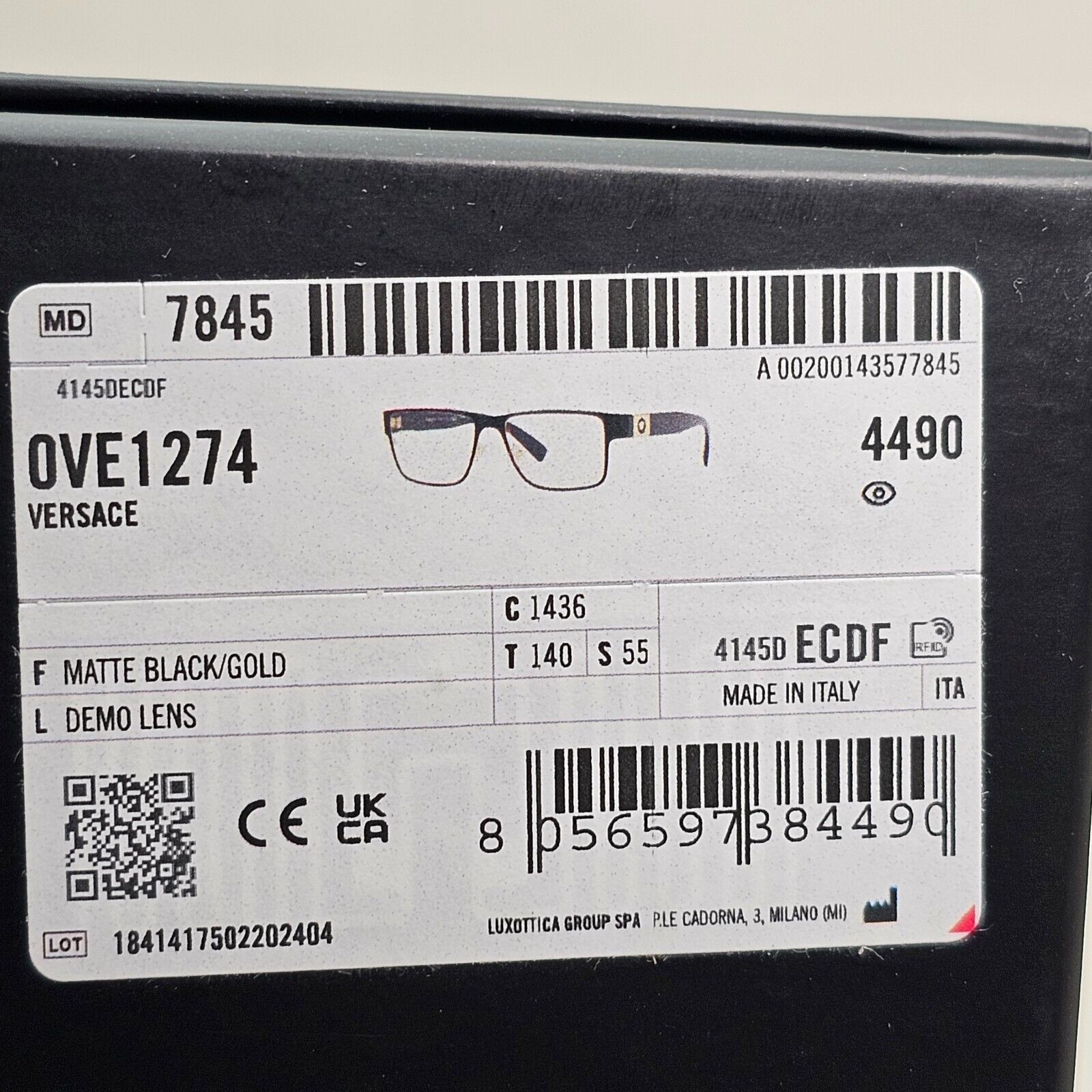 Versace Sunglasses Black Square Gold Medusa MOD VE 1274 1436 55mm