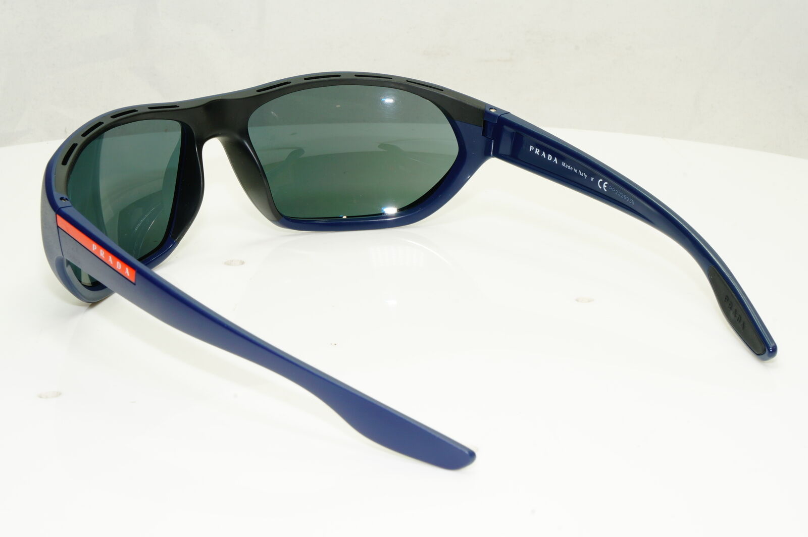 Authentic Prada Mens Blue Navy Mirrored Sunglasses Wrap SPS 18U MA3-9P1