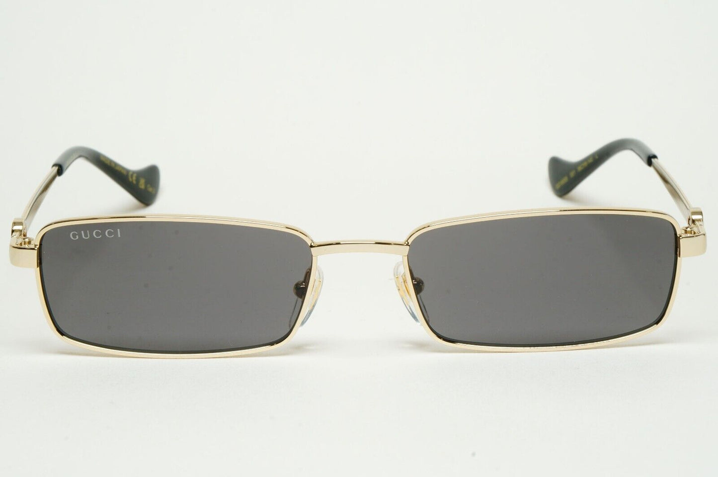 Gucci Sunglasses 2024 Gold Black Rectangle Slim Metal GG1600S 001 56mm 170125