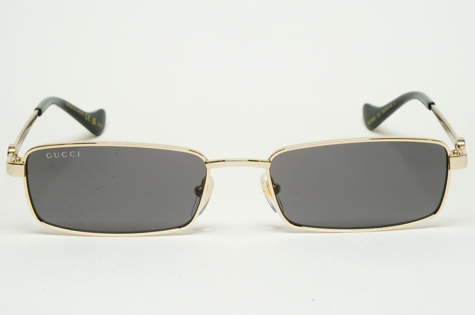 Gucci Sunglasses 2024 Gold Black Rectangle Slim Metal GG1600S 001 56mm 170125