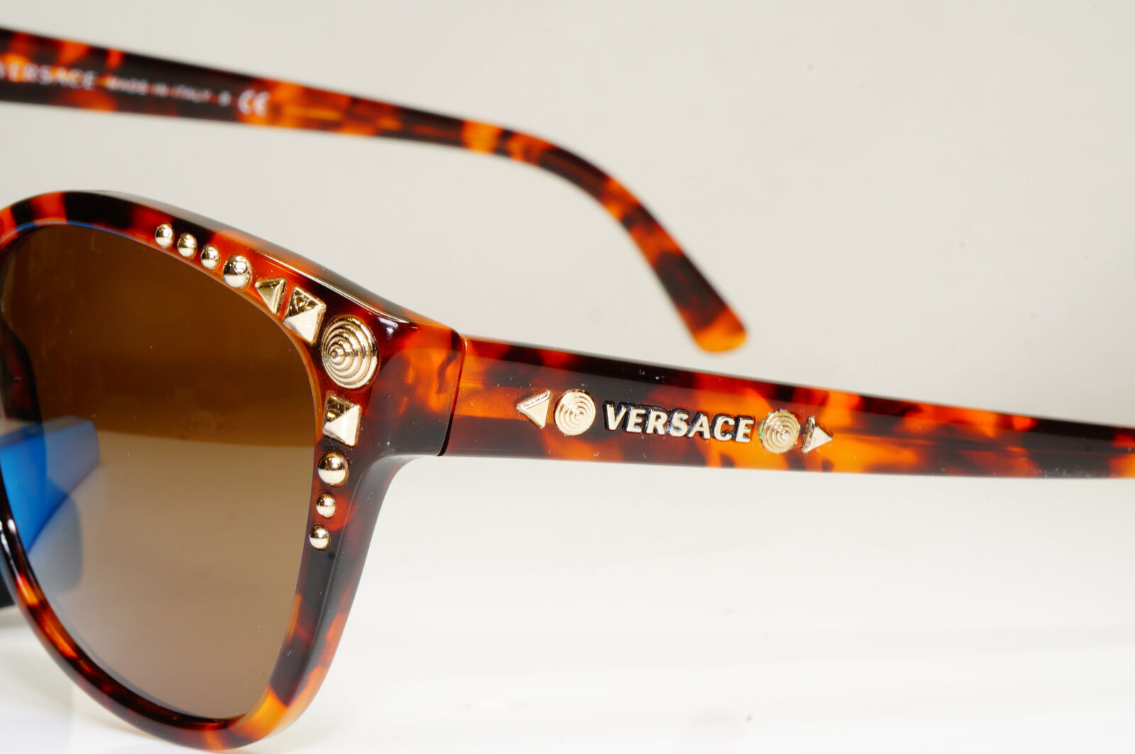 Authentic VERSACE Womens Sunglasses Brown Gold Square Studded 4270 5074/13 29143