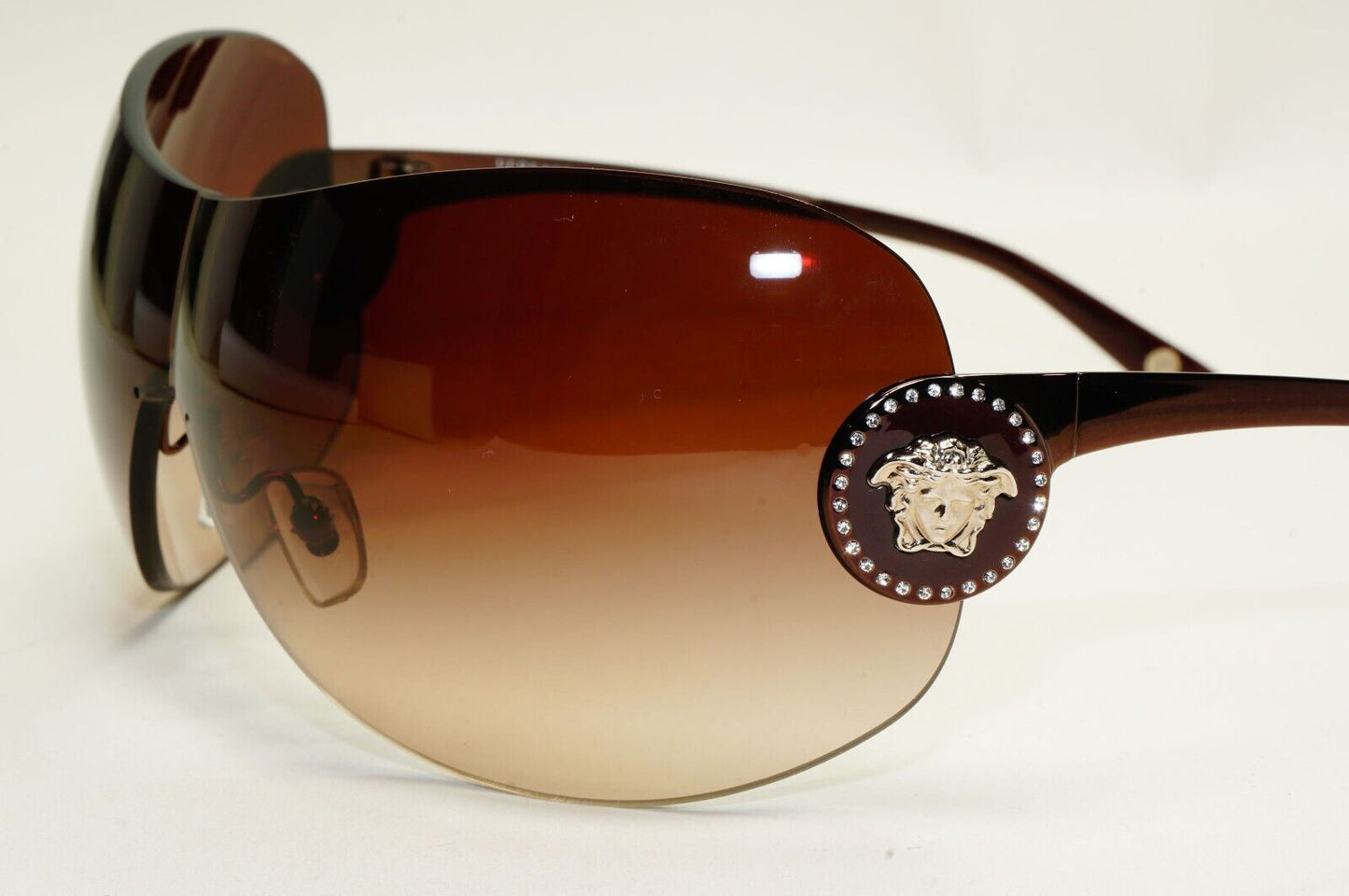 Versace Sunglasses 2008 Vintage Shield Rimless Rare MOD VE 2113-B 1257/13 250924