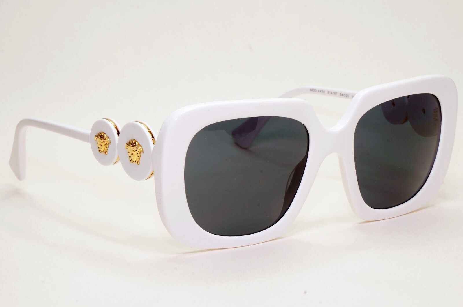 Versace Sunglasses White Gold Medusa Square Black Grey MOD VE 4434 314/87 54mm