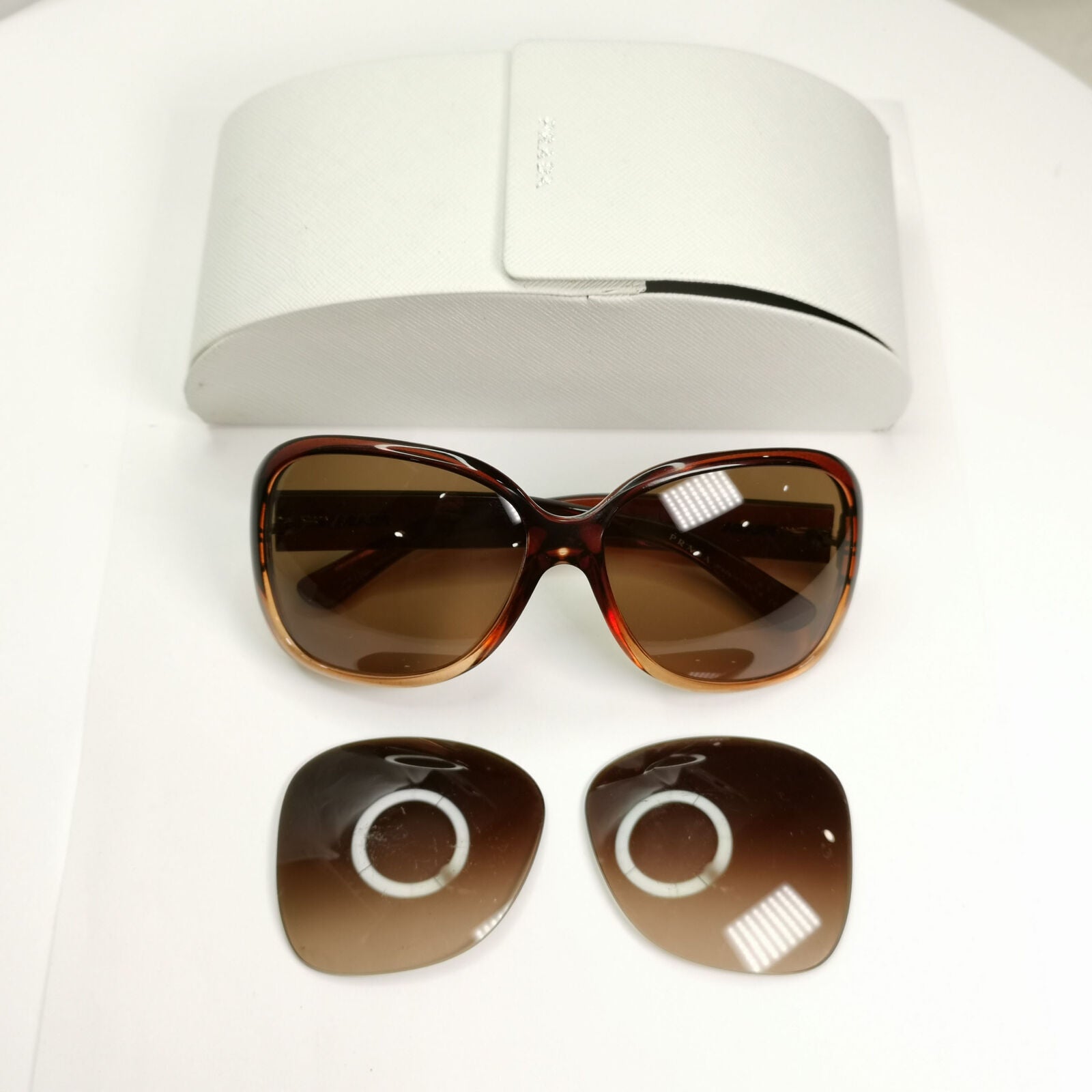Prada 2012 Brown Sunglasses Square Large Transparent PR27MS SPR 27M GO5-6S1