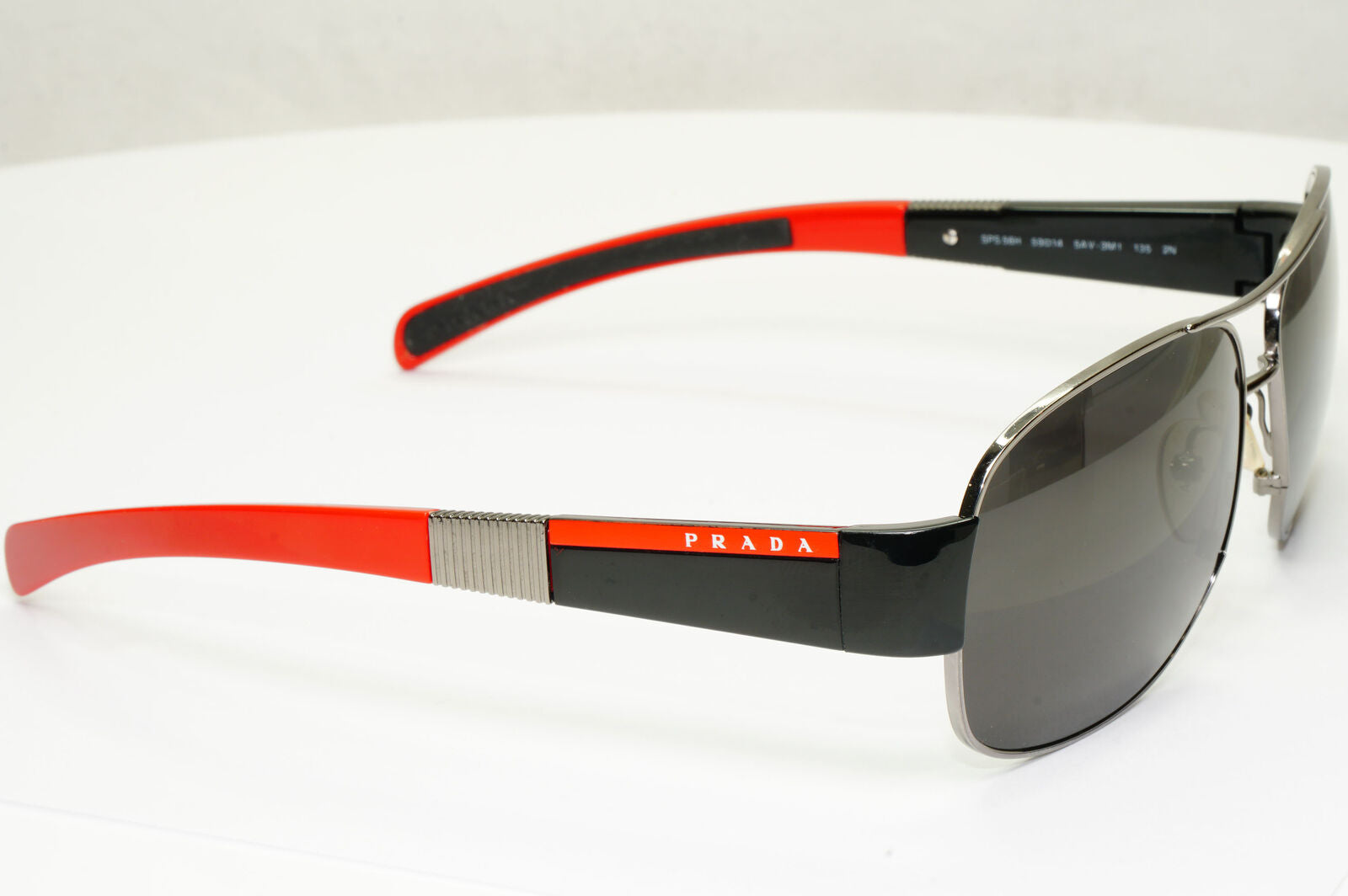 Prada 2006 Sunglasses Vintage Pilot Black Red PS56HS SPS 56H 5AV-3M1 290323