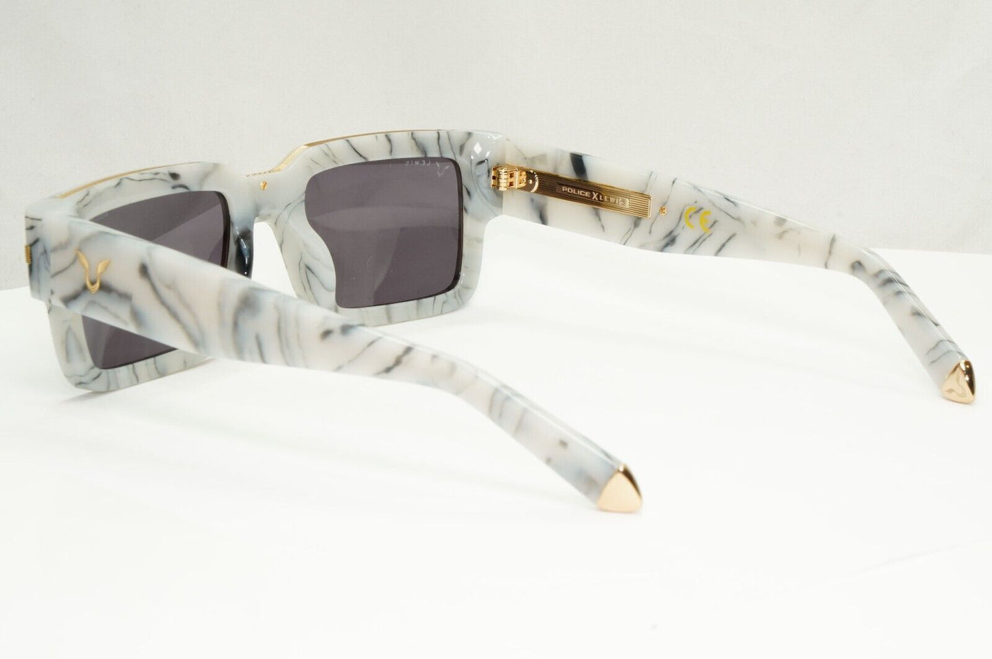 Police Lewis Hamilton F1 Sunglasses Grey Marble Square Gold SPL E14 COL 09YL