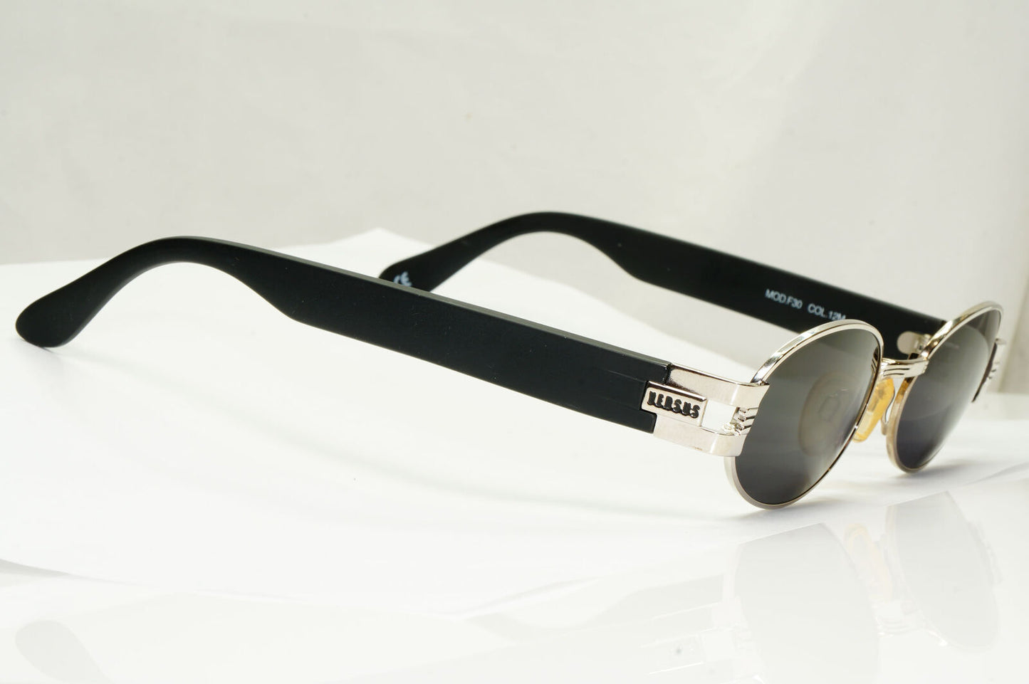 Versus 1996 by Gianni Versace Vintage Silver Black Sunglasses MOD F30 COL 12M