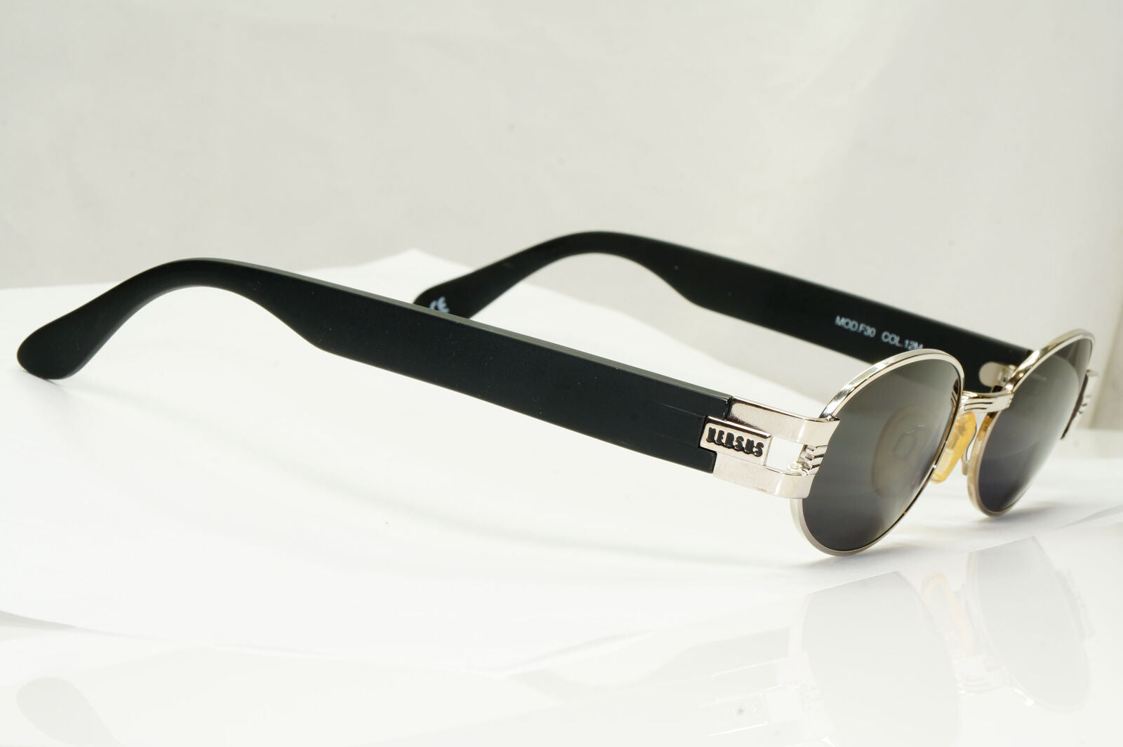 Versus 1996 by Gianni Versace Vintage Silver Black Sunglasses MOD F30 COL 12M