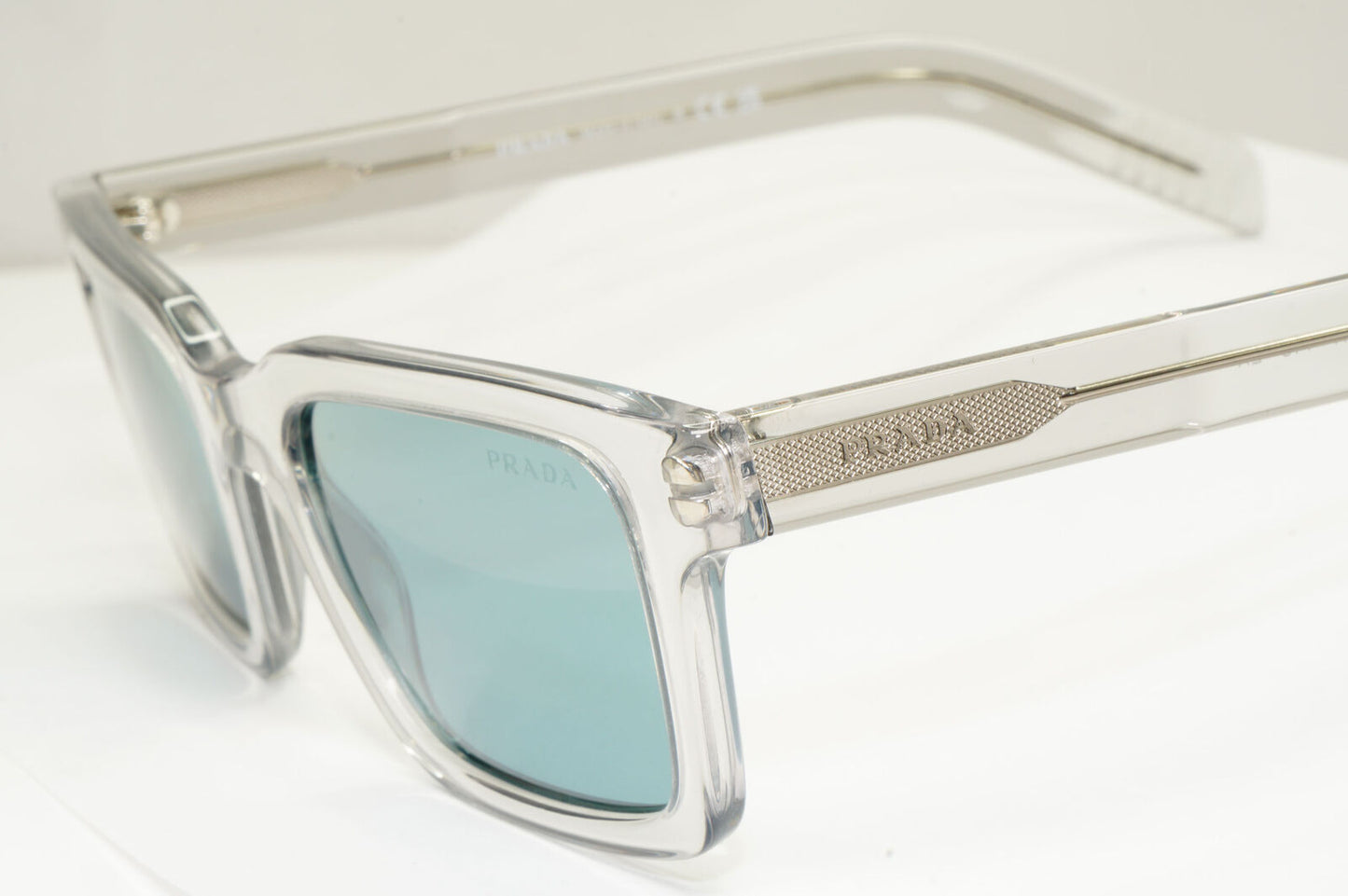 Prada Sunglasses Transparent Grey Crystal Blue Mirror PR06WS SPR 06W U43-01A