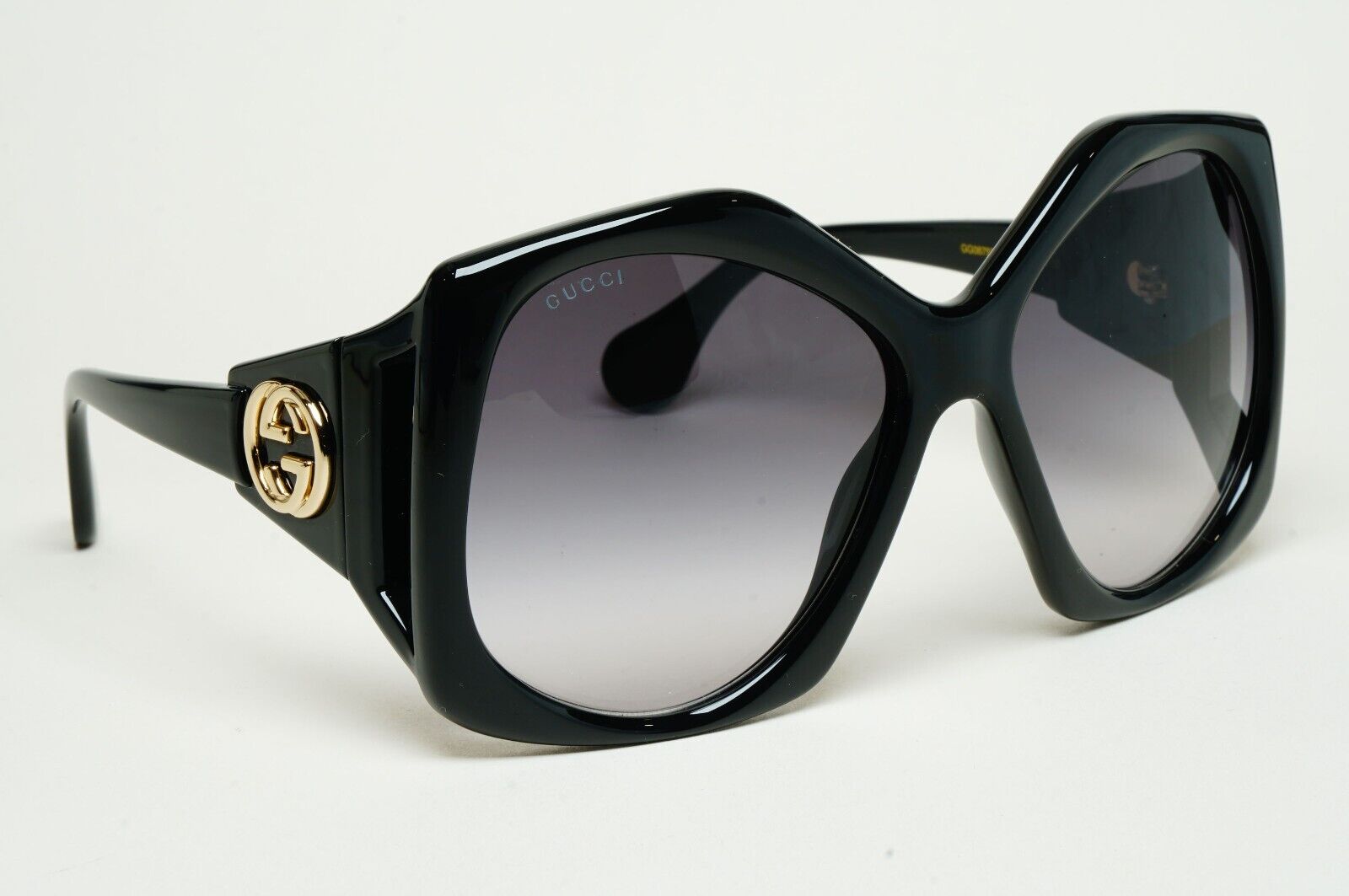 Gucci Sunglasses 2021 Oversized Black Grey Gold Large Square GG0875S 001 070125