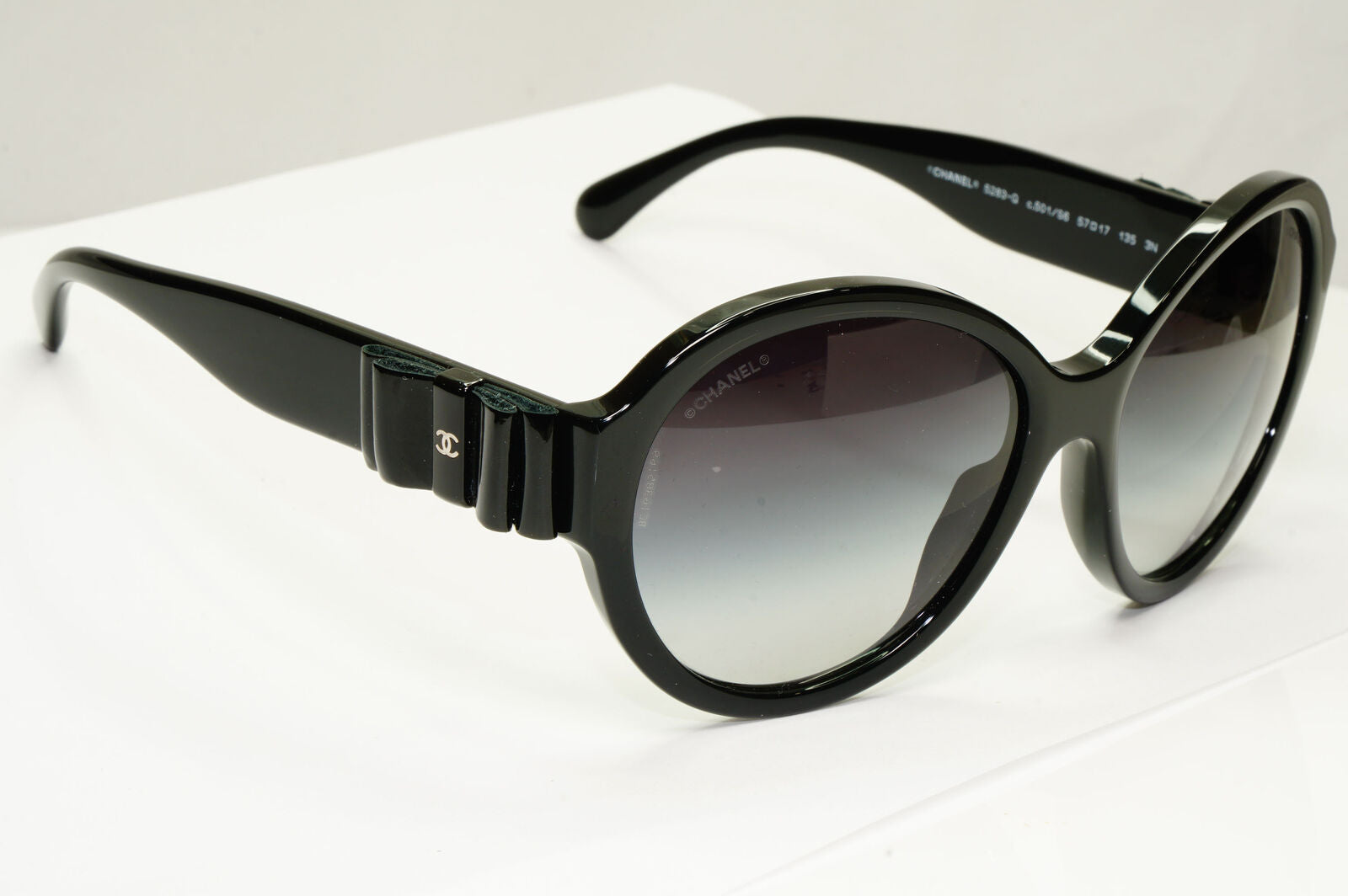 Chanel 2013 Sunglasses Leather Bow Black Square Gradient 5283-Q c.501/S6 221122