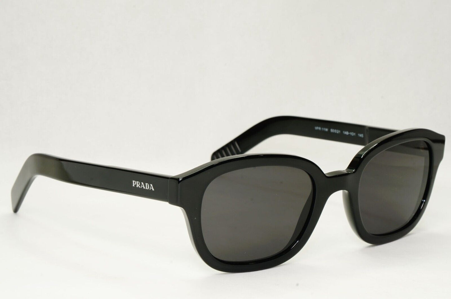 Prada Sunglasses Black Glossy Thick Rims Square PR11WV VPR 11W 1AB-1O1 50mm