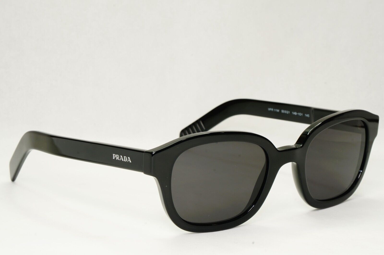 Prada Sunglasses Black Glossy Thick Rims Square PR11WV VPR 11W 1AB-1O1 50mm