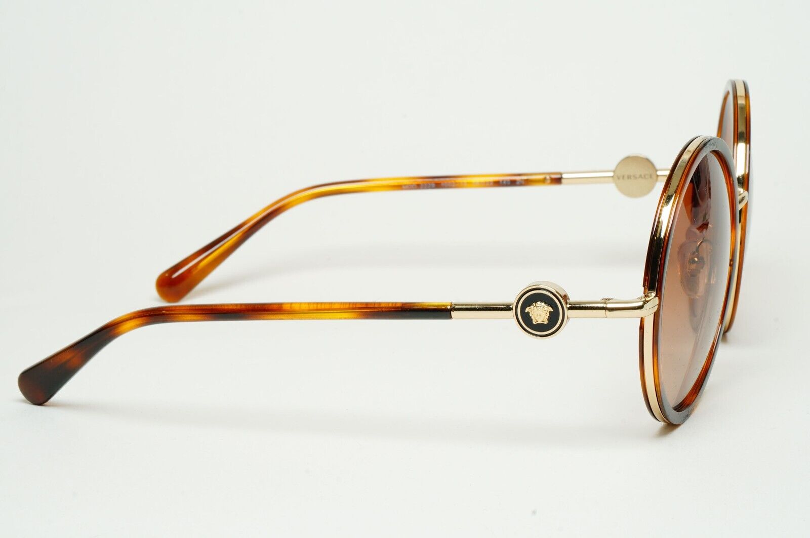 Versace Sunglasses Round Brown Gold Medusa Tortoise MOD VE 2229 1002/13 56mm