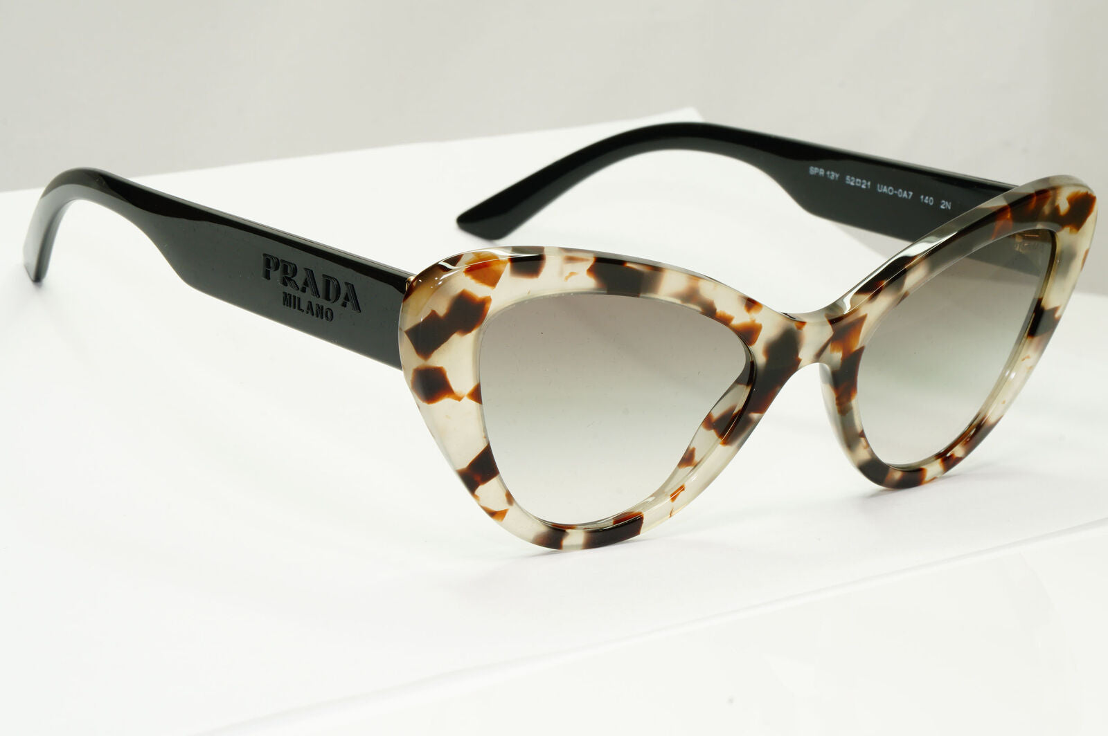 Prada Marble Brown Sunglasses Milano Havana Grey Cat Eye PR13YS SPR 13Y UAO-0A7