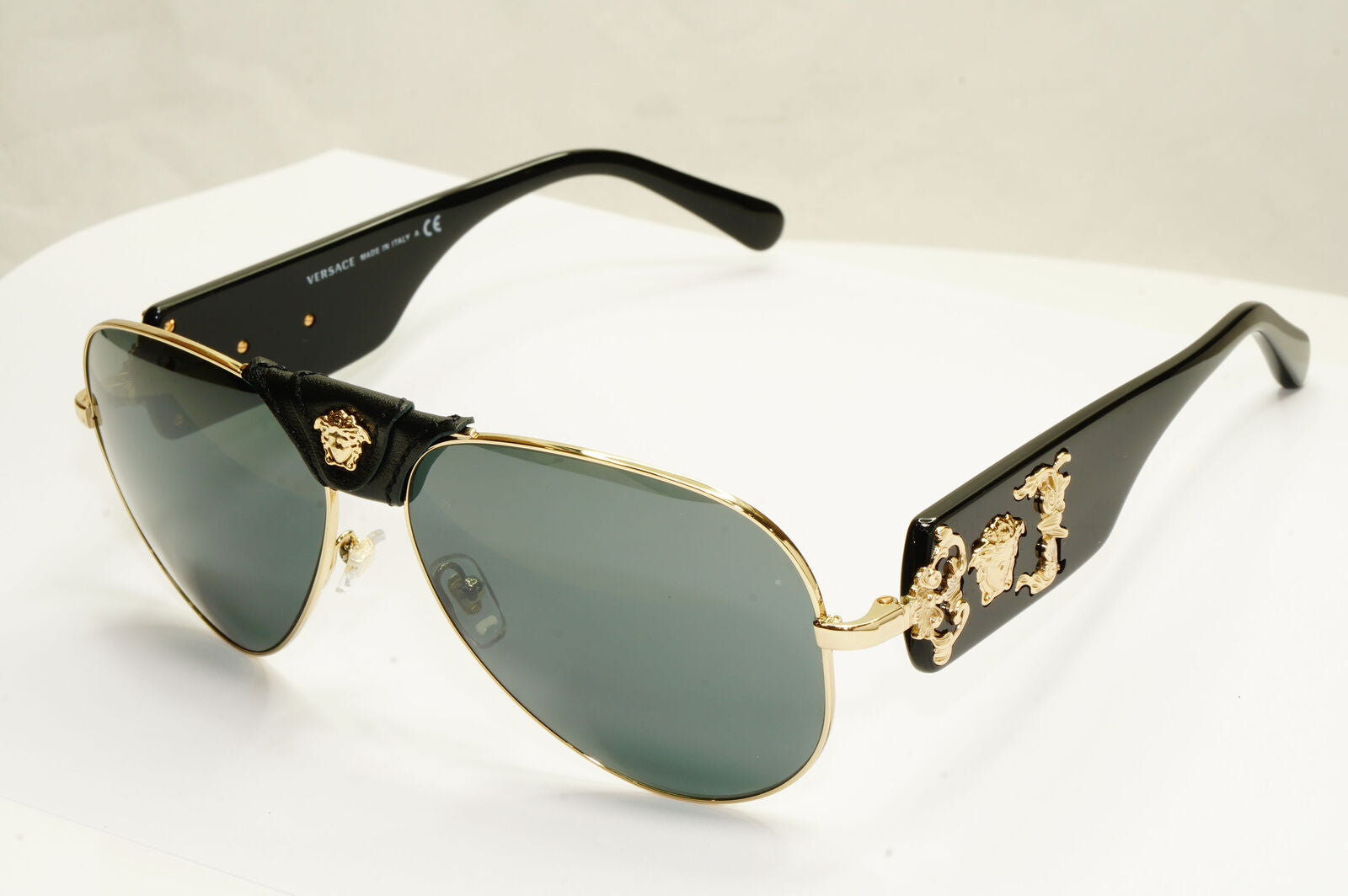 Versace Gold Medusa Sunglasses Metal Pilot Grey Mirror Black MOD 2150 Q 1252/6G