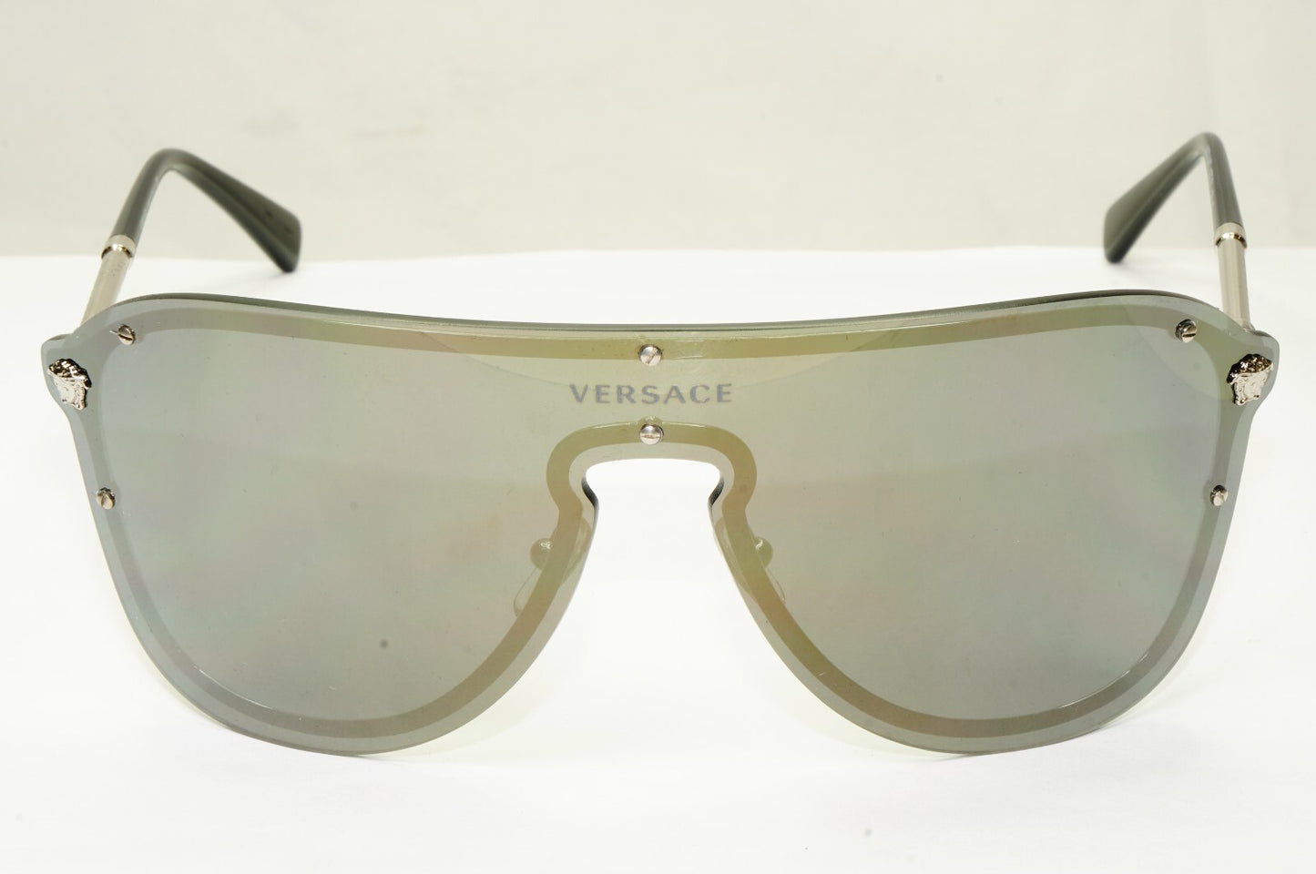 Versace Sunglasses Shield Mask Gold Mirror Silver Unisex MOD 2180 1000/5A [a]
