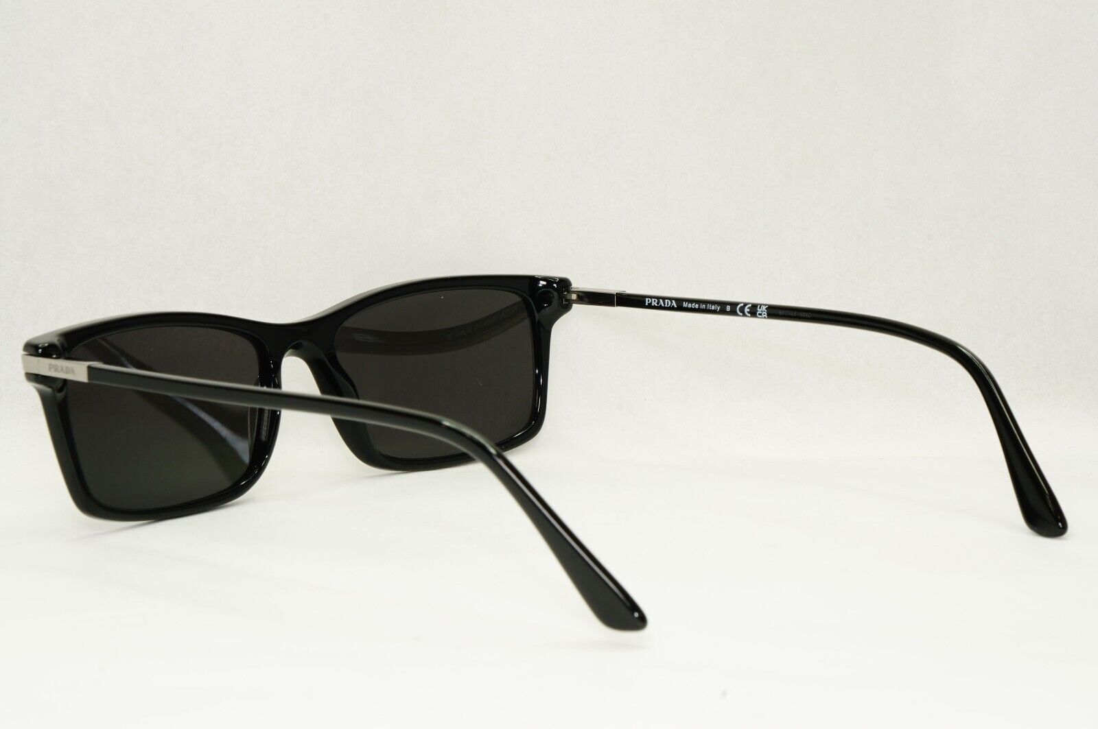 Prada Sunglasses Black Square Glossy Fashion PR03YV VPR 03Y 1AB-1O1 56mm