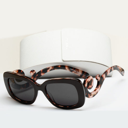 Prada Sunglasses Baroque Swirl Square Black Brown PR27OS SPR 27O ROL-0A6 140325