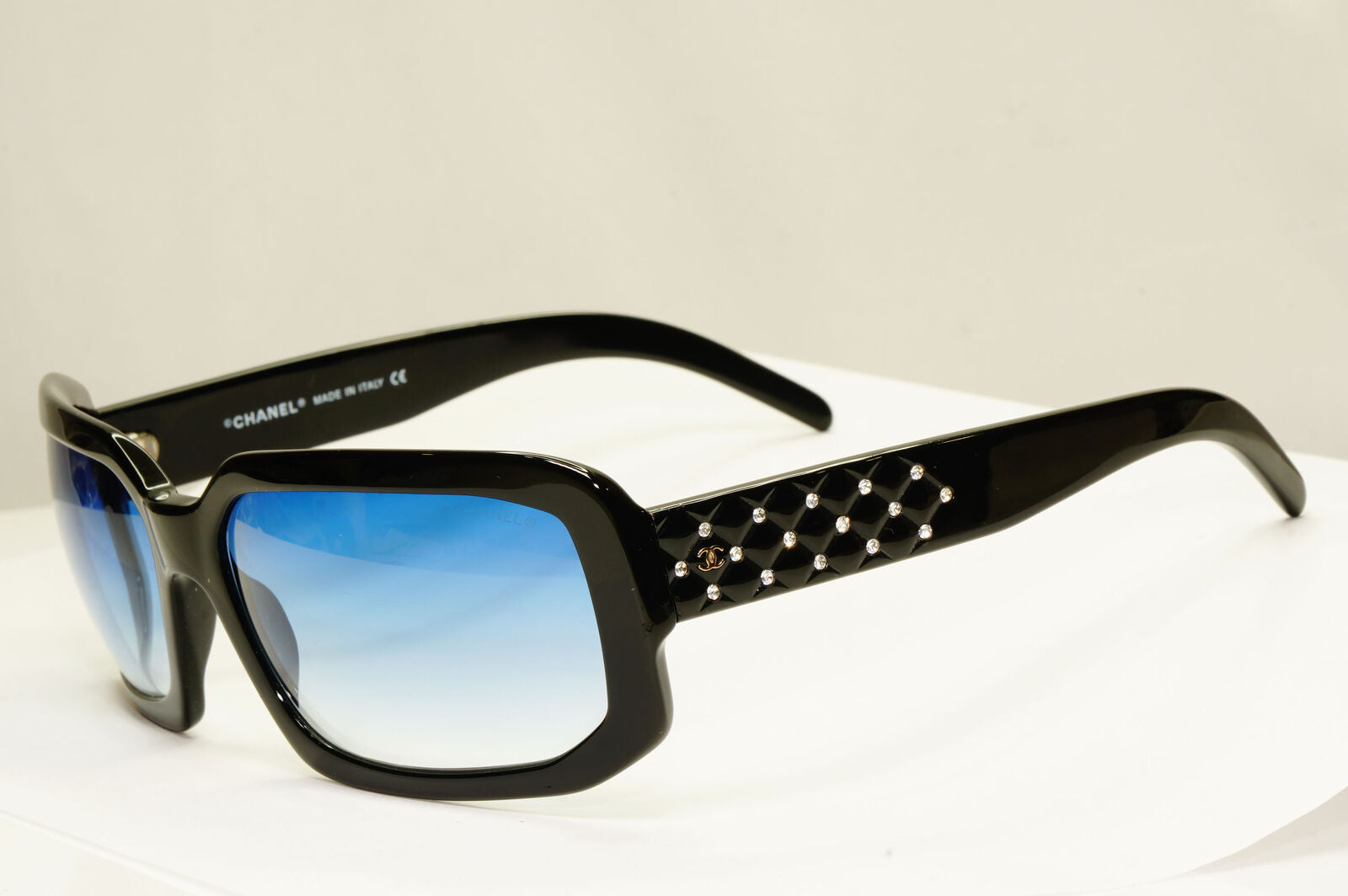 Chanel 2008 Vintage Sunglasses Black Blue Crystal 5063-B c.501/19 221122