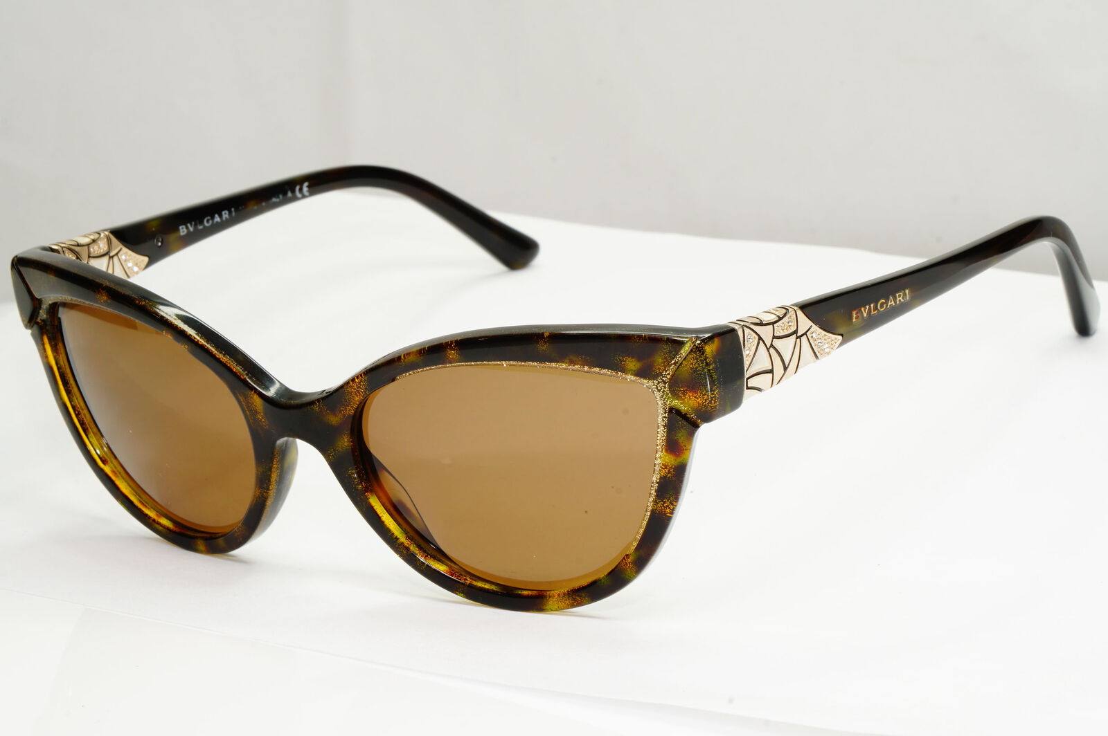 Bvlgari 2015 Sunglasses Brown Gold Diamante Cat Eye 8156-B 5353/13 030123