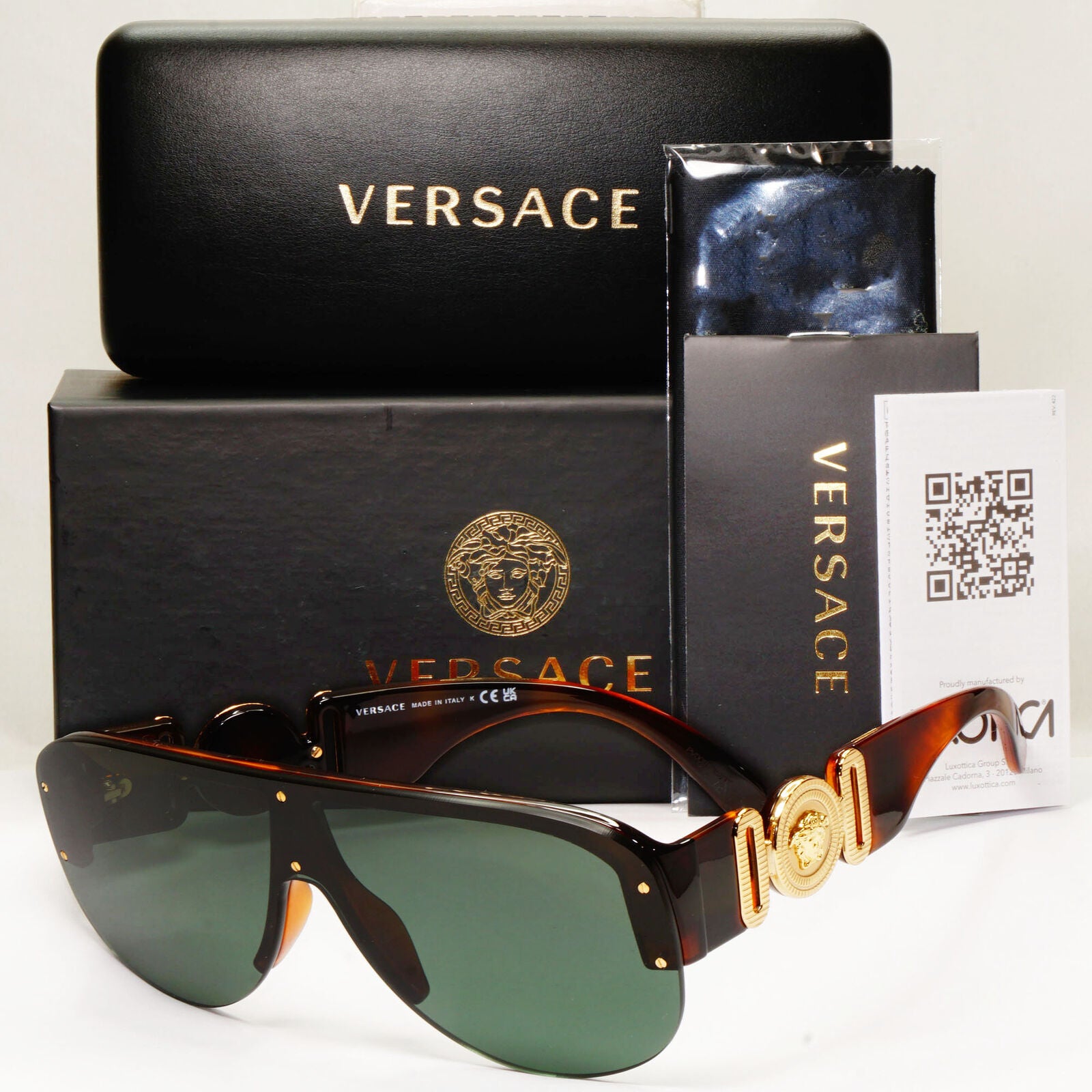 Versace Sunglasses Medusa Shield Brown Gold Green Visor MOD 4391 5317/71