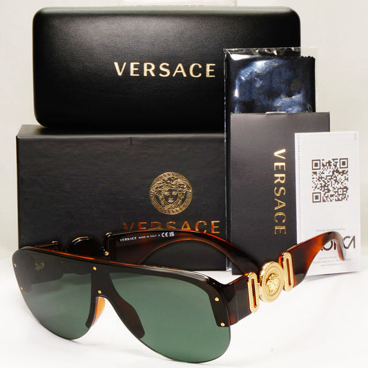 Versace Sunglasses Medusa Shield Brown Gold Green Visor MOD 4391 5317/71