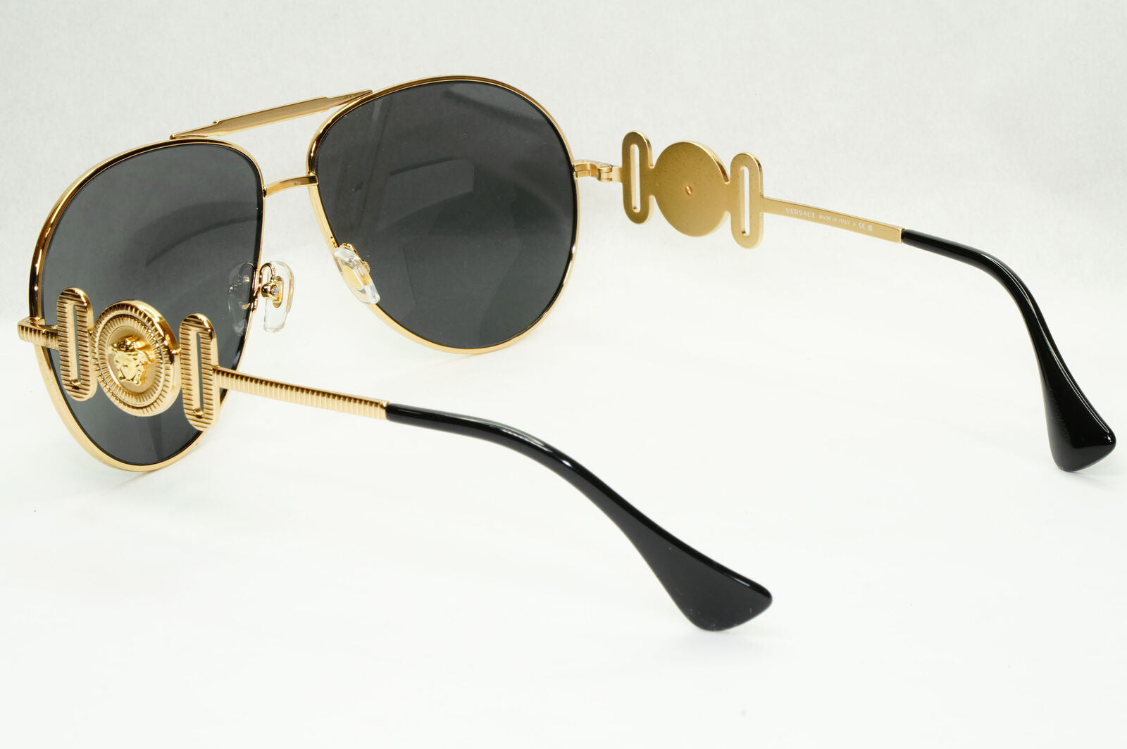 Versace Sunglasses Gold Pilot Metal Medusa Black Large MOD 2249 1002/87