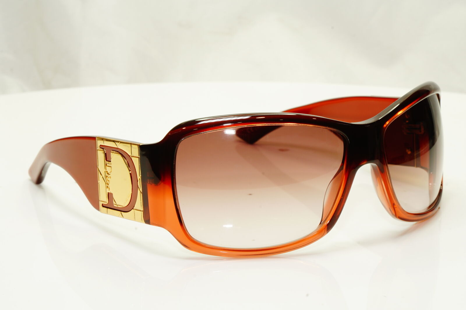 Authentic Dior Womens Rectangle Sunglasses Brown Havana Gold Shaded 1 QJPS2