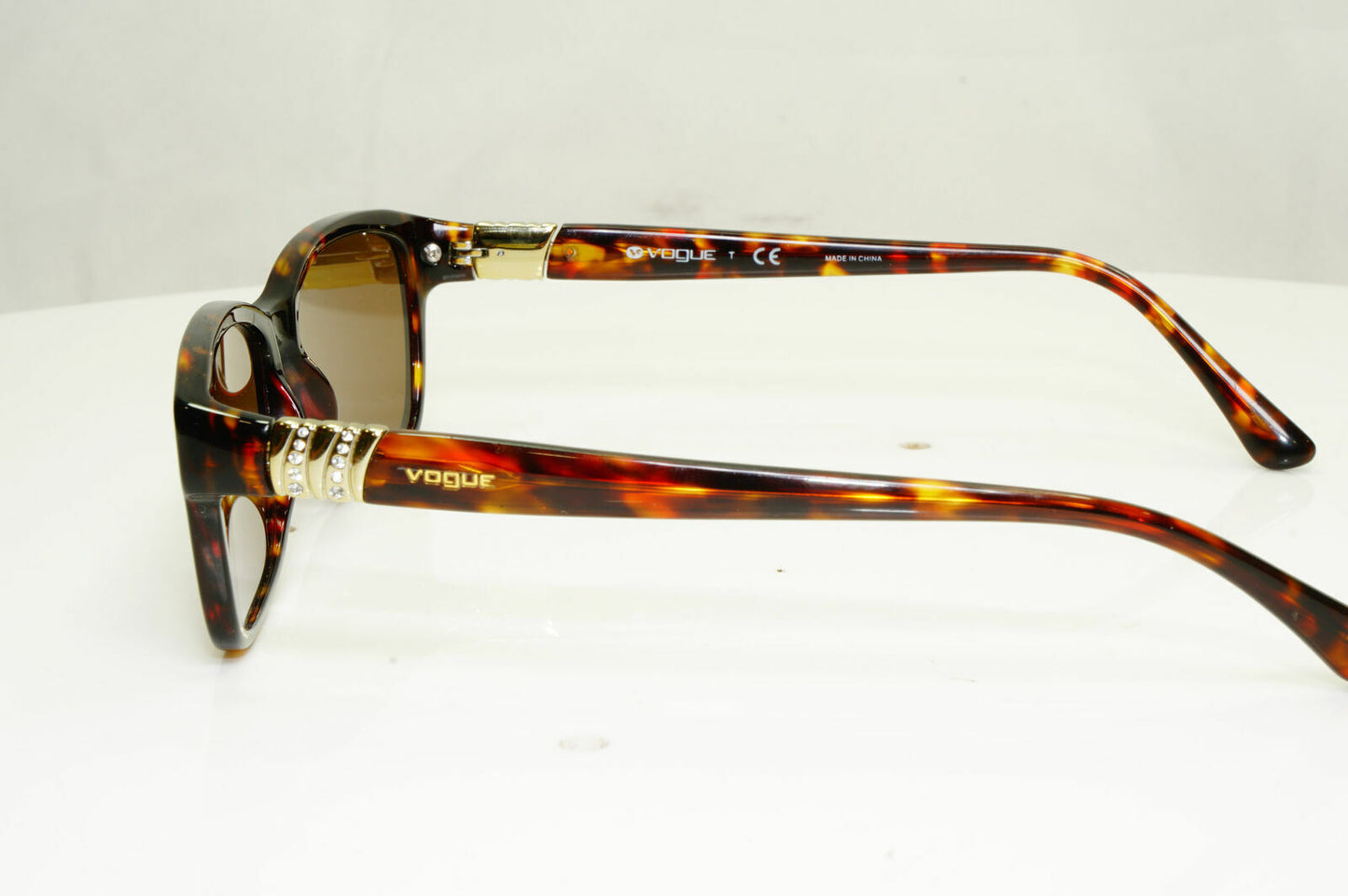 Vogue Tortoiseshell Brown Sunglasses Crystal Gold Rectangle 2765 W656 33498