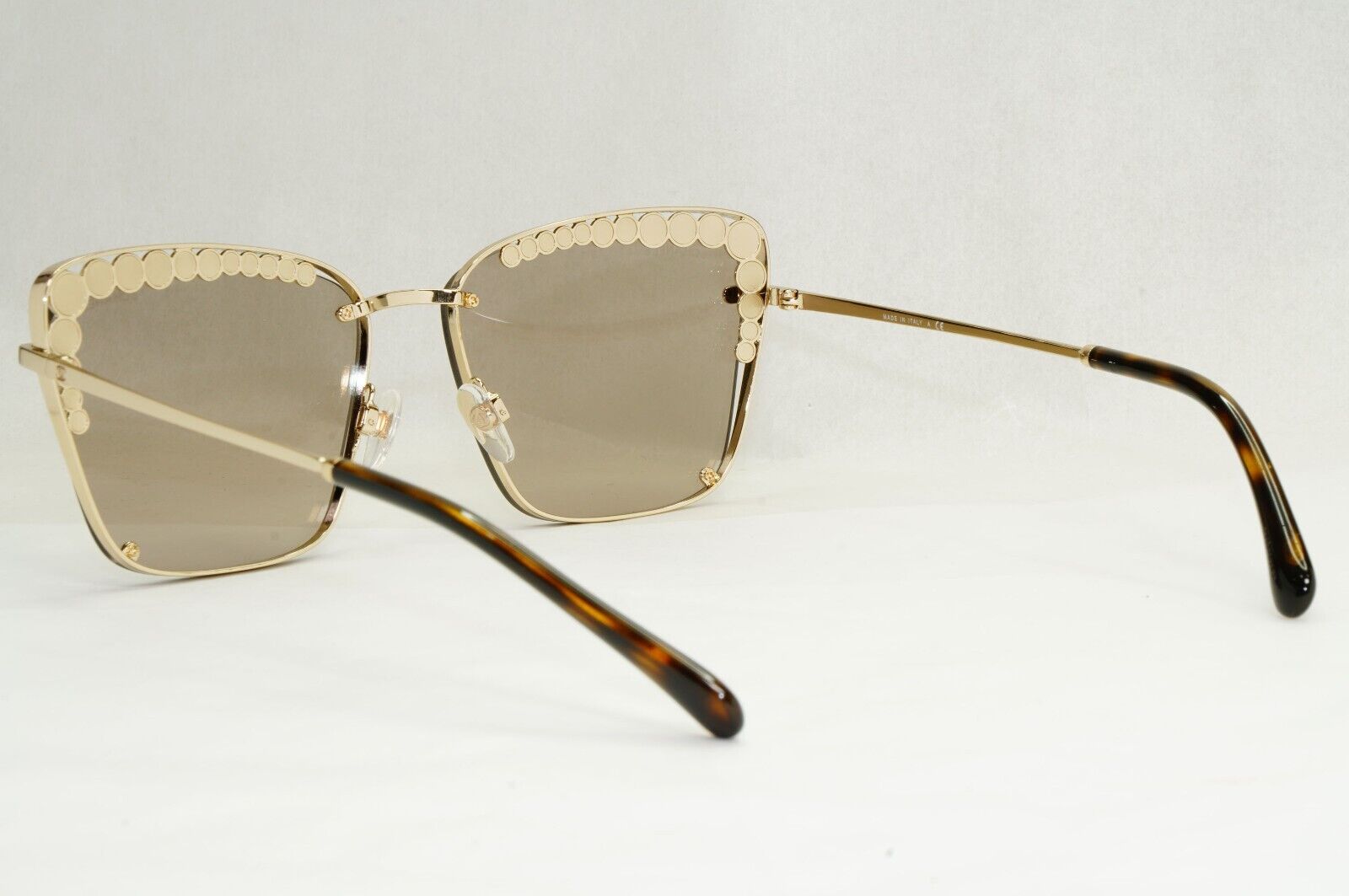 Chanel Sunglasses Pearl Gold Square Metal Brown 2N 4235-H c.395/3 57mm