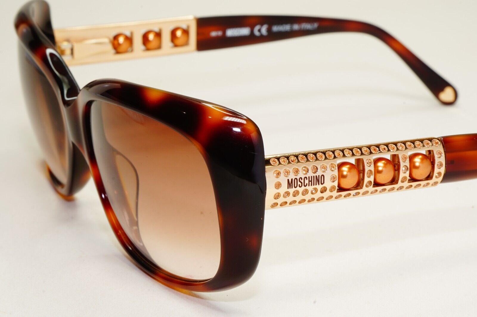 Moschino Sunglasses 2005 Vintage Brown Gold Pearl Tortoise MO572 03 101124