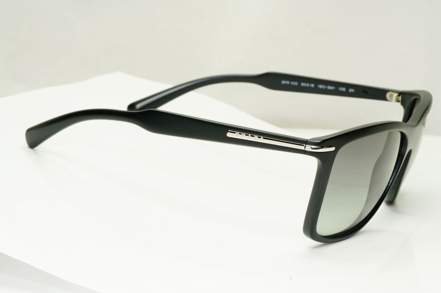 Prada Sunglasses Black Gradient Smoke Square Silver PR10OS SPR 10O 1BO-3M1