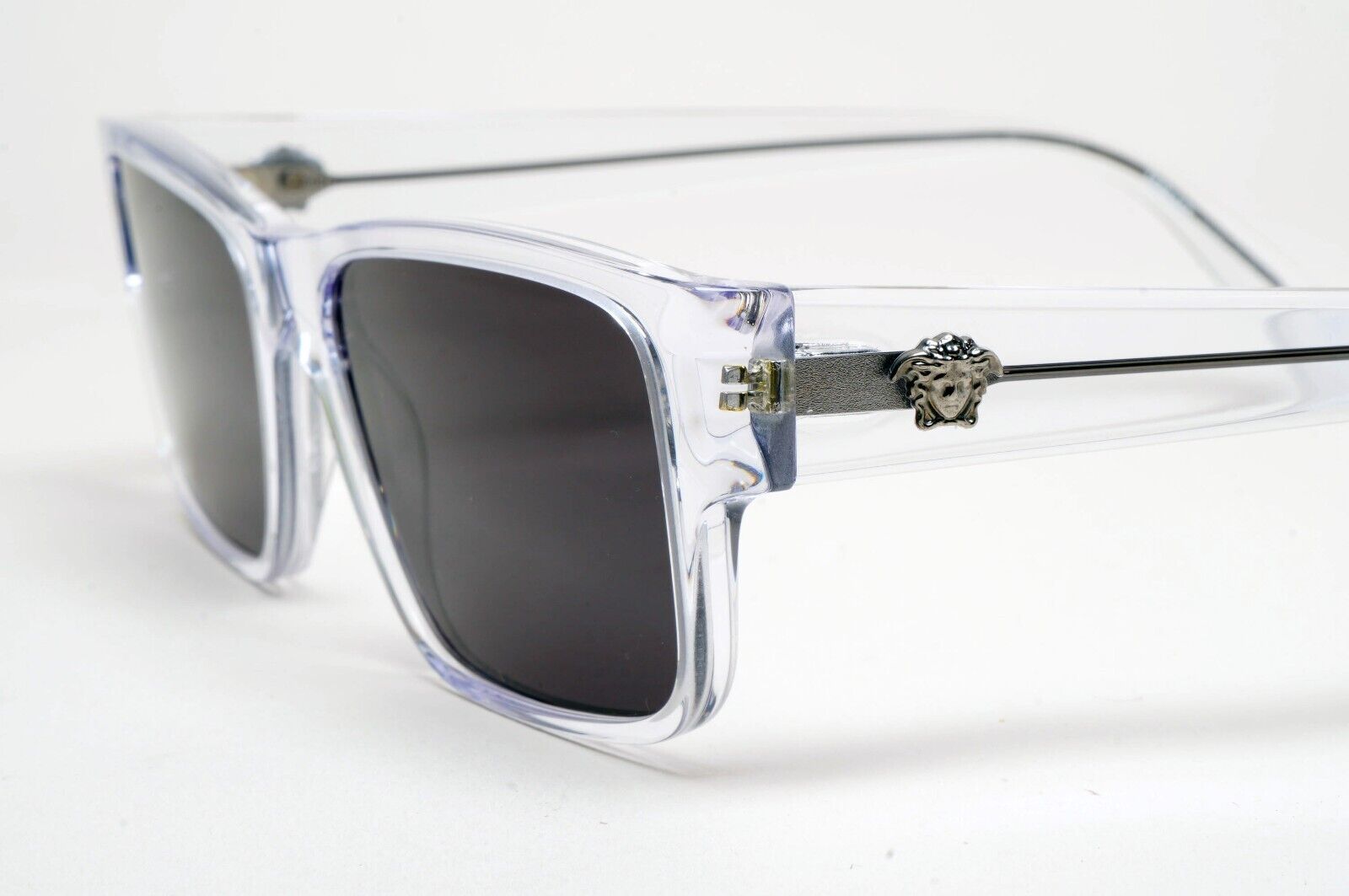 Versace Sunglasses Black Crystal Transparent Medusa Square MOD VE 3342 148 55mm