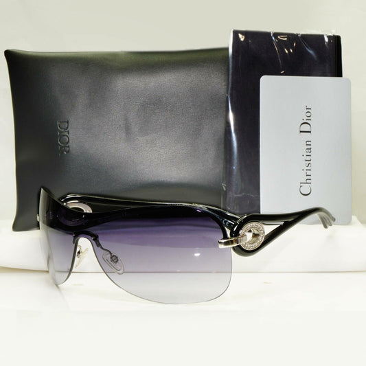 Authentic Dior Womens Shield Black Visor Shield Sunglasses Volute 3 Strass RZSJJ