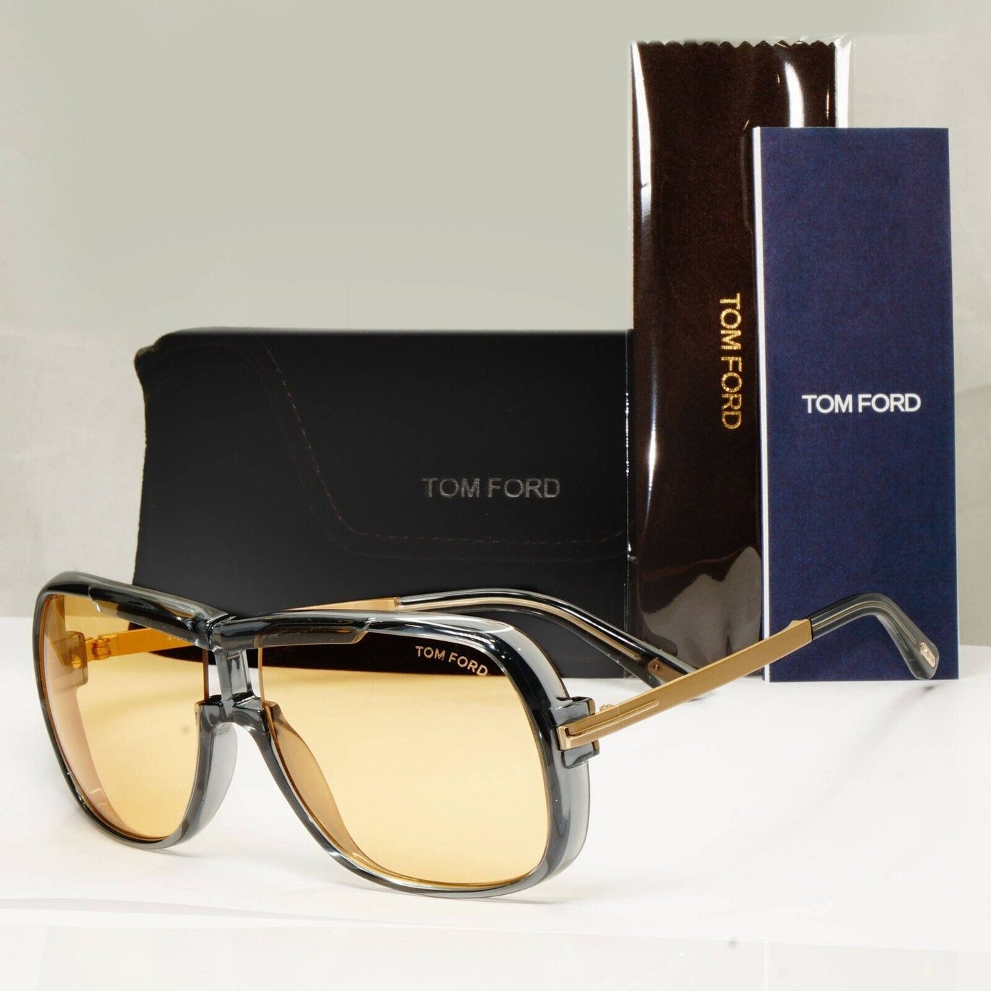 Tom Ford Sunglasses Caine Grey Gold Ochre Yellow Square Caine FT0800 TF 800 20E