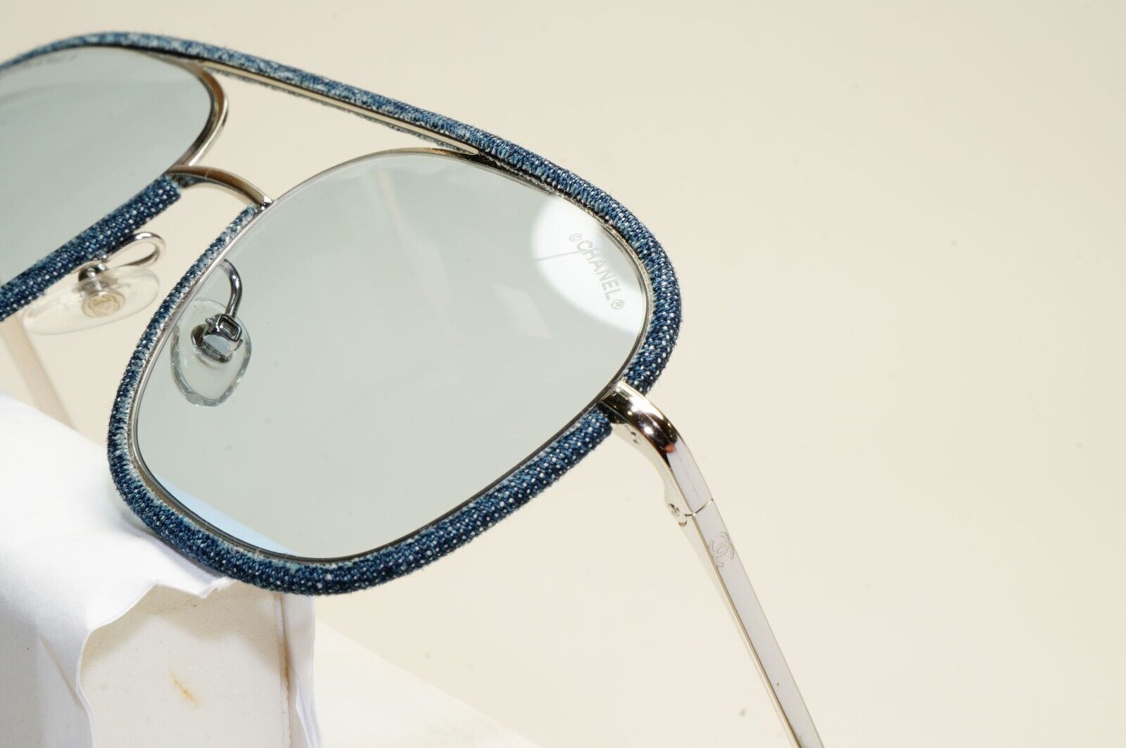 Chanel Sunglasses Denim Blue Silver Pilot Metal 4249-J c.271/72 53mm