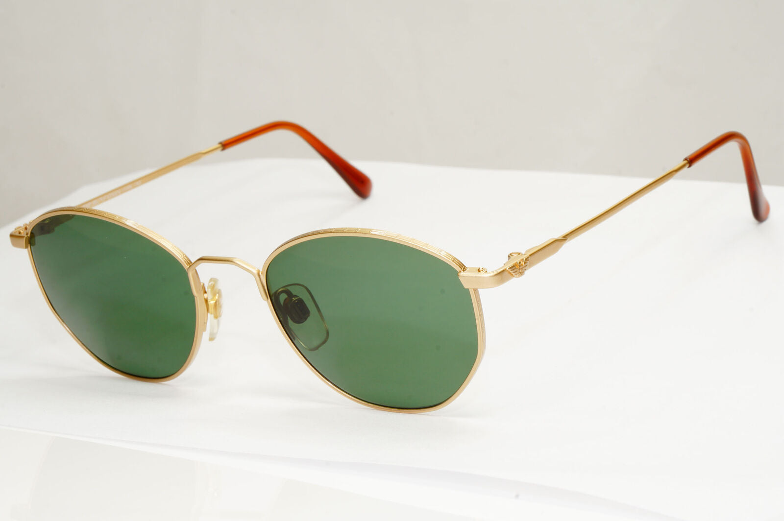 Emporio Armani Sunglasses 1997 Vintage Gold Green Metal Round 031 703 48mm B