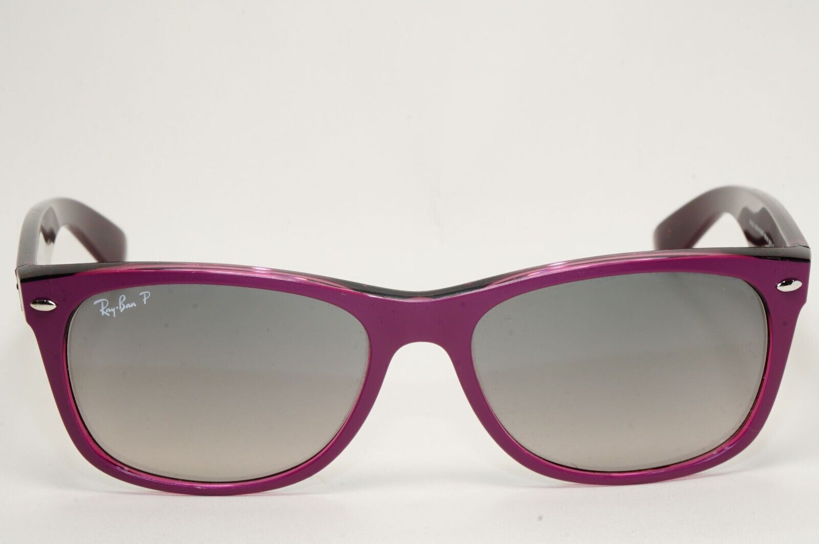 Ray-Ban Sunglasses Polarised New Wayfarer Grey Violet RB 2132 6606/M3 58mm Large
