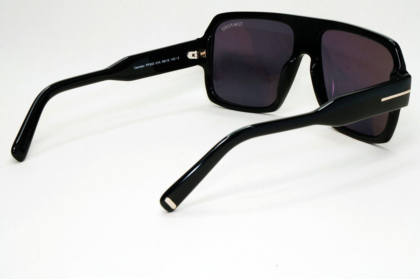 Tom Ford Sunglasses Camden Black Glossy Square Navigator TF 933 FT0933 01A 58mm