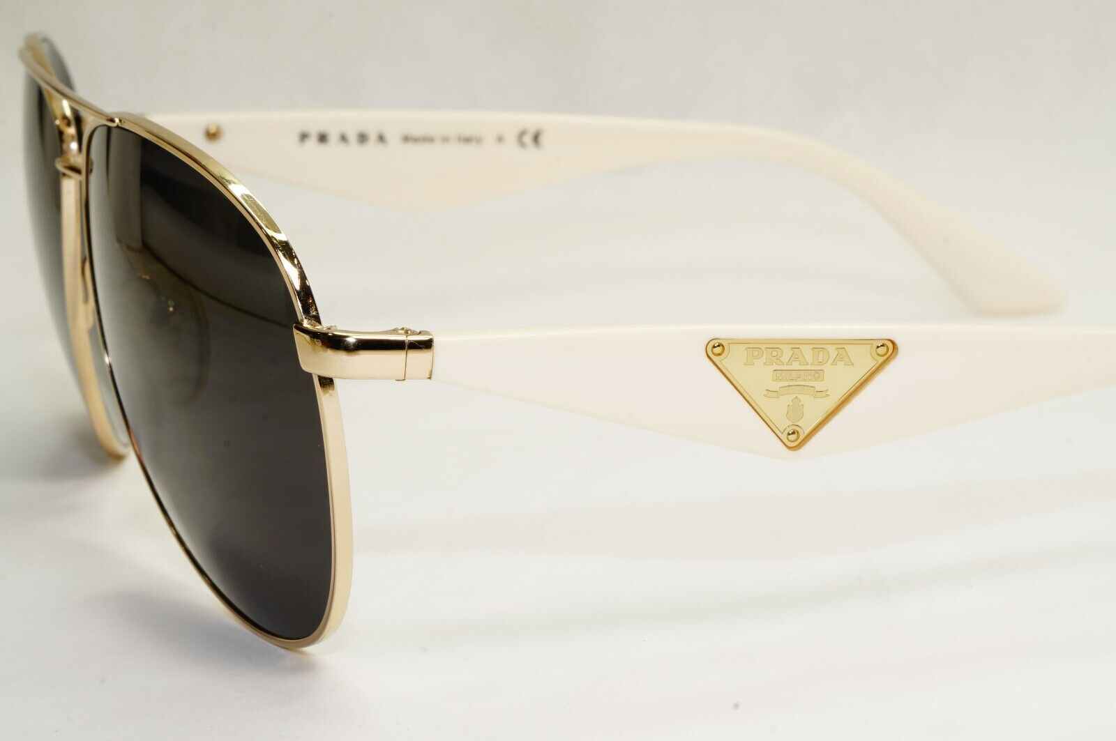 Prada Sunglasses Triangle Black Gold White Pilot PR53QS SPR 53Q ZVN-0A6 180324