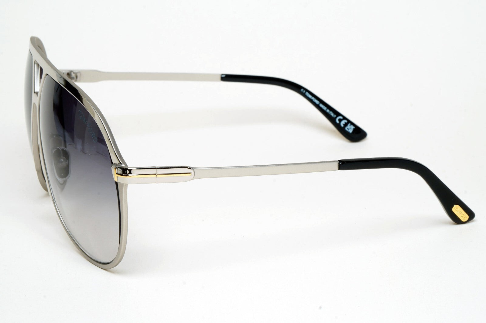 Tom Ford Sunglasses Xavier Silver Grey Gradient Large Pilot Metal TF 1060 16B A