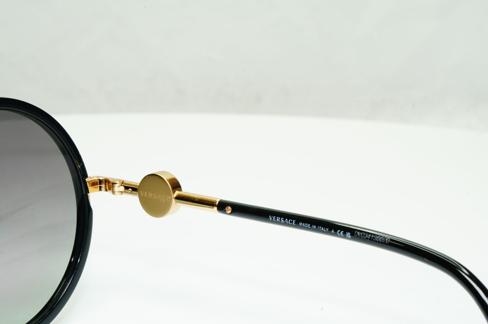 Versace Sunglasses Black Round Gold Medusa Grey Gradient MOD VE 2229 1002/11