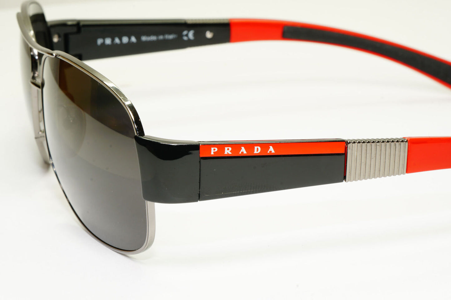 Prada 2006 Sunglasses Vintage Pilot Black Red PS56HS SPS 56H 5AV-3M1 290323