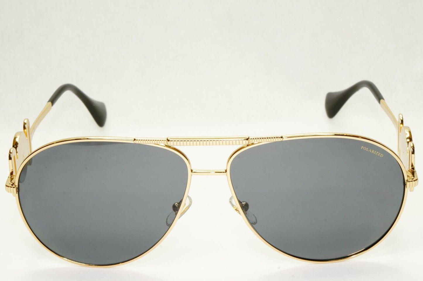 Versace Sunglasses Polarized Gold Pilot Metal Grey Black MOD VE 2249 1002/81