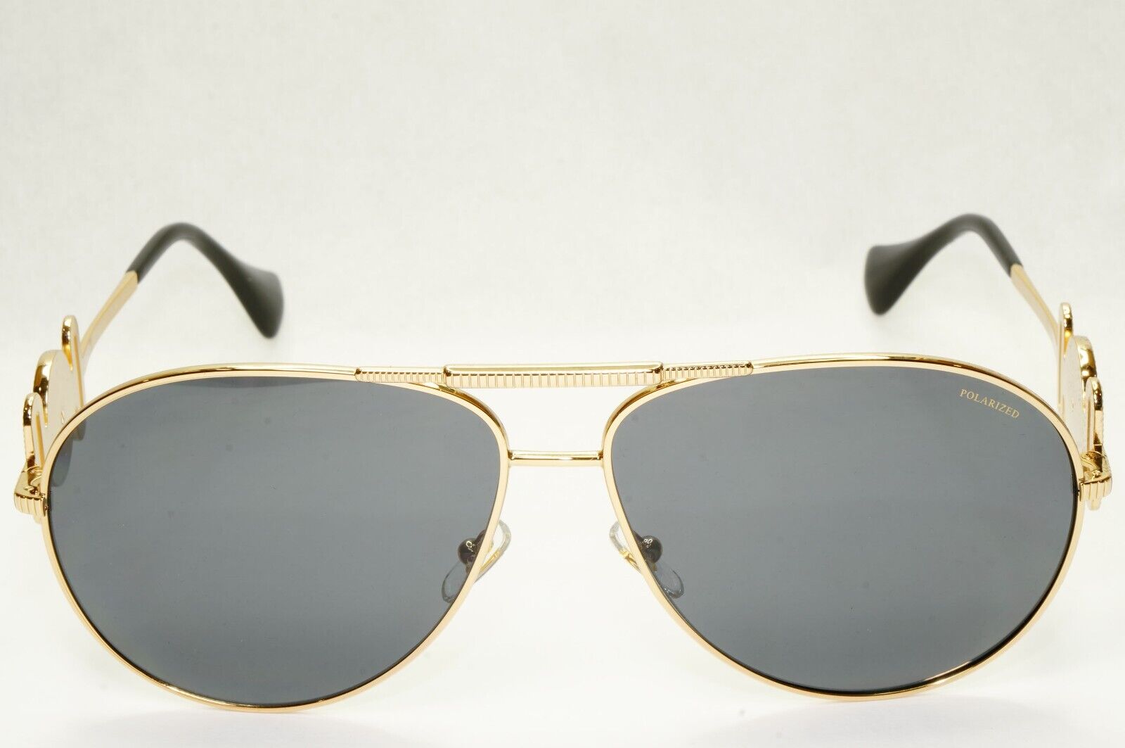 Versace Sunglasses Polarized Gold Pilot Metal Grey Black MOD VE 2249 1002/81