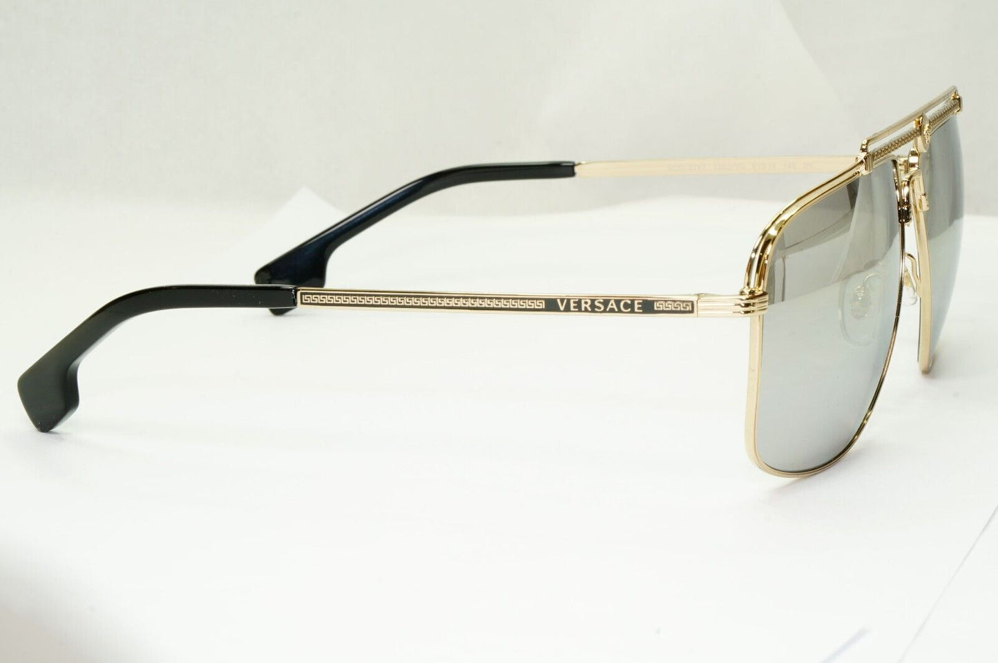 Versace Sunglasses Gold Silver Mirror Square Pilot Metal MOD VE 2242 1252/6G